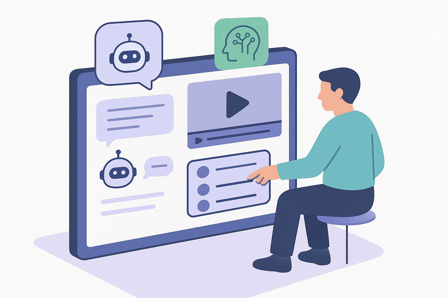 Man Interacting with AI-Powered Learning